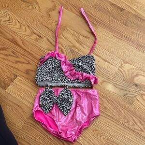 Pink and Leopard Print dance wear Set